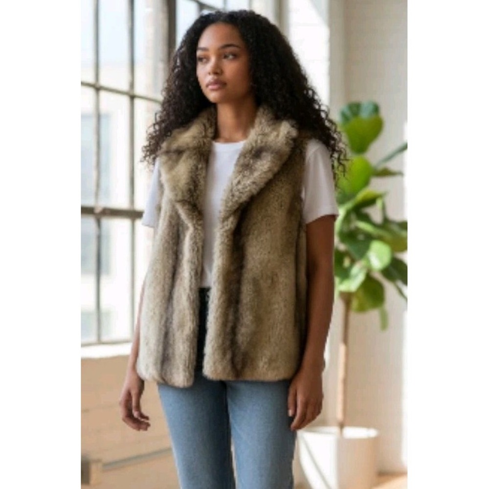 Fenn Wright Manson Women's Faux Fur Vest Tan Brown Sleeveless New with Tags XL - Picture 1 of 5
